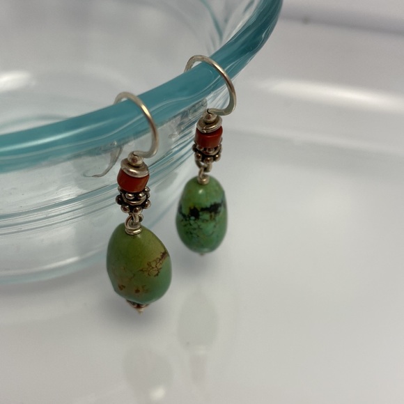 Turquoise sterling silver earrings, handmade - Picture 4 of 4